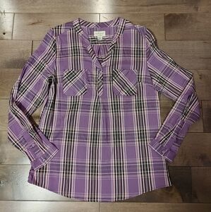 Weatherproof Vintage Original‎ Women's Purple Plaid Long Sleeve size Large